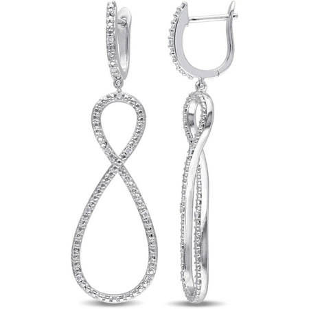 Miabella Diamond Accent Sterling Silver Infinity Drop Earrings