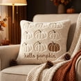 thumbnail image 5 of Dmlowu Fall Pumpkin Pillow Covers for Couch, Soft Plush Corduroy Embroidered Pillow Cases for Thanksgiving Halloween Decorations, Warm Autumn Orange, 18 x 18 inch, 5 of 7