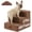 Brown-3-Stairs 13.5" H, variant on 2 Pack Dog Stairs For Small Dogs 4-step Pet Bed Couch Chair Stool Non-slip Steps Puppy Cat Older Brown 17.7" H