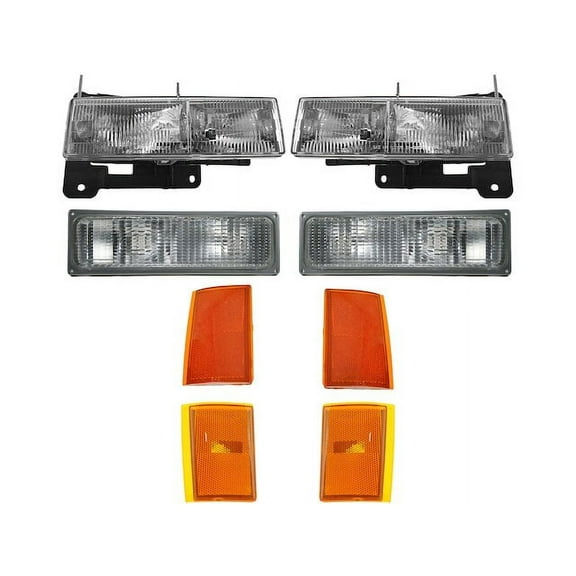 Headlight Cornering Parking Light Kit 8 Piece - Compatible with 1990 - 1993 Chevy K3500 1991 1992