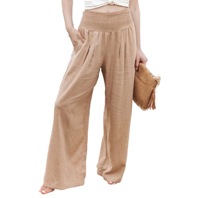 Pantalones Palazzo de para Mujer Color Caqui XL