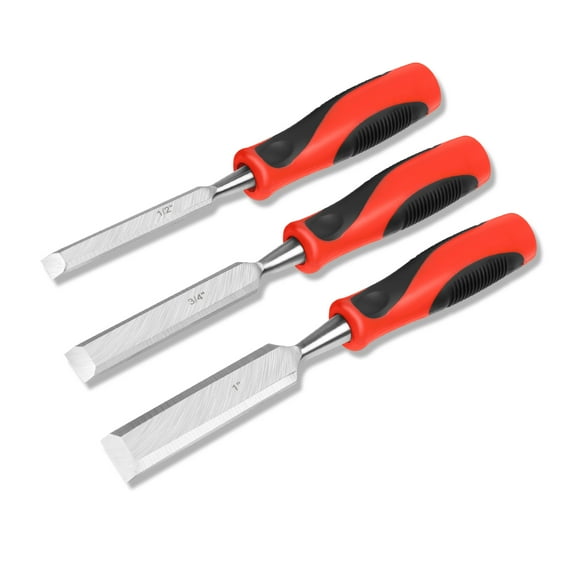 Chisel Set – 3Pcs Heat Treated, Carbon Steel Cutting Tool w/ Beveled Blade