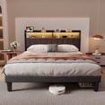 thumbnail image 2 of Queen Size Bed Frame with Upholstered Storage Headboard, Lofka Bed Frame with Charging Station, 850lbs, Dark Gray Finish, 2 of 13