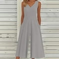 thumbnail image 2 of ABATAB Rompers for Women Loose Fit Wide Leg Jumpsuits with Pockets V Neck Casual Sleeveless Long Pants Rompers, 2 of 5