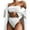 White, variant on Women Sexy 2pcs Solid Color Bikini Set Strapless Ribbed Bandeau Thong Swimsuit