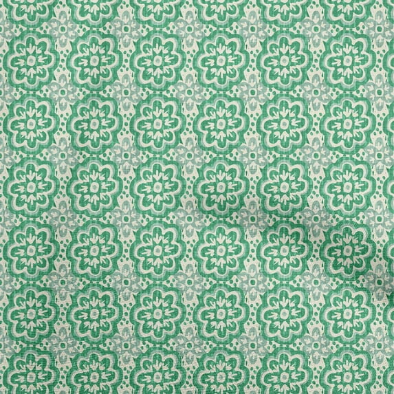 oneOone Cotton Silk Green Fabric Asian Block Fabric For Sewing Printed Craft Fabric By The Yard 42 Inch Wide