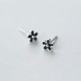 thumbnail image 4 of K-KED Solid 925 Sterling Silver Black/White Flower Stud Earrings Gift-Black, 4 of 6