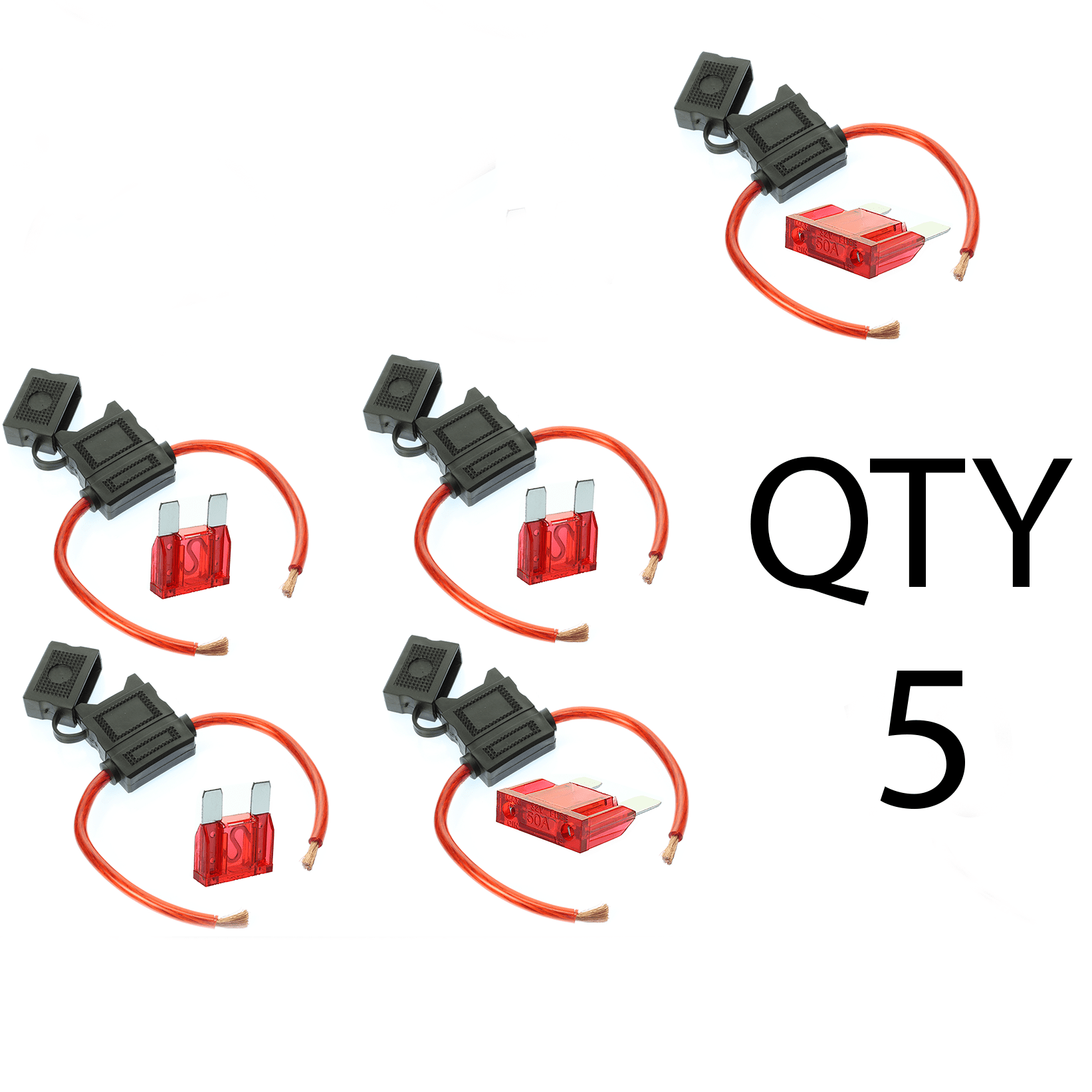 8 Gauge MAXI Inline Fuse Holder Fuseholder with cover and 50 Amp Fuse