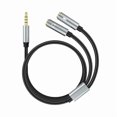 thumbnail image 1 of wonima22 Répartiteur de Micro Casque 3.5mm 2 TRS Femelle à 1 TRRS Mâle Micro et Audio Y Répartiteur Adaptateur de Casque Compatible avec Ordinateur Portable PS4 Xbox One PC Tablette Gaming, 4 Pieds/1.2M, 1 of 1