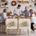 thumbnail image 4 of Fall Thanksgiving Chair Covers Set of 8 Pumpkin Watercolor Floral Eucalyptus leaves Chair Back Covers Stretch Removable Washable Slipcovers Protector for Dining Room Kitchen Party Decor, 4 of 5