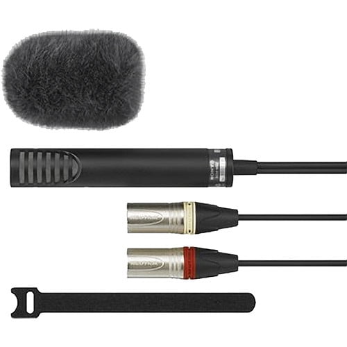Sony ECM-MS2 Stereo Electret Condenser Microphone – Compact XLR Mic for DSLR & Camcorders – Pro Audio Solution for Film, Broadcast, & Live Events + Cable Ties + Microphone Cleaner + More