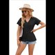 thumbnail image 3 of Camisetas con Cuello en V y Bordado de Ojales para Mujer, Blusas Casuales y Bonitas de Verano, Ropa de Playa A para Vacaciones Negro M, 3 of 7