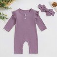thumbnail image 2 of Gibobby Baby Girl Clothes Outfits Infant Summer Romper Soft Linen Preemie 3 6 9 12 18 24Months 2T 3T Newborn Onesie(12-18 Months,Purple), 2 of 7
