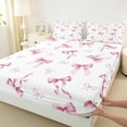 thumbnail image 3 of Homewish Pink Bowknot Bowtie Full Size Sheets 4 Pieces for Girls, Princess Bow Knot Bed Sheets, White Pink Sheet Sets, Super Cozy Room Decor, 3 of 7