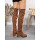 thumbnail image 2 of Minimalist Chunky Riding Boots, Women's Stylish Black Solid Color High Heel Boots, 2 of 4