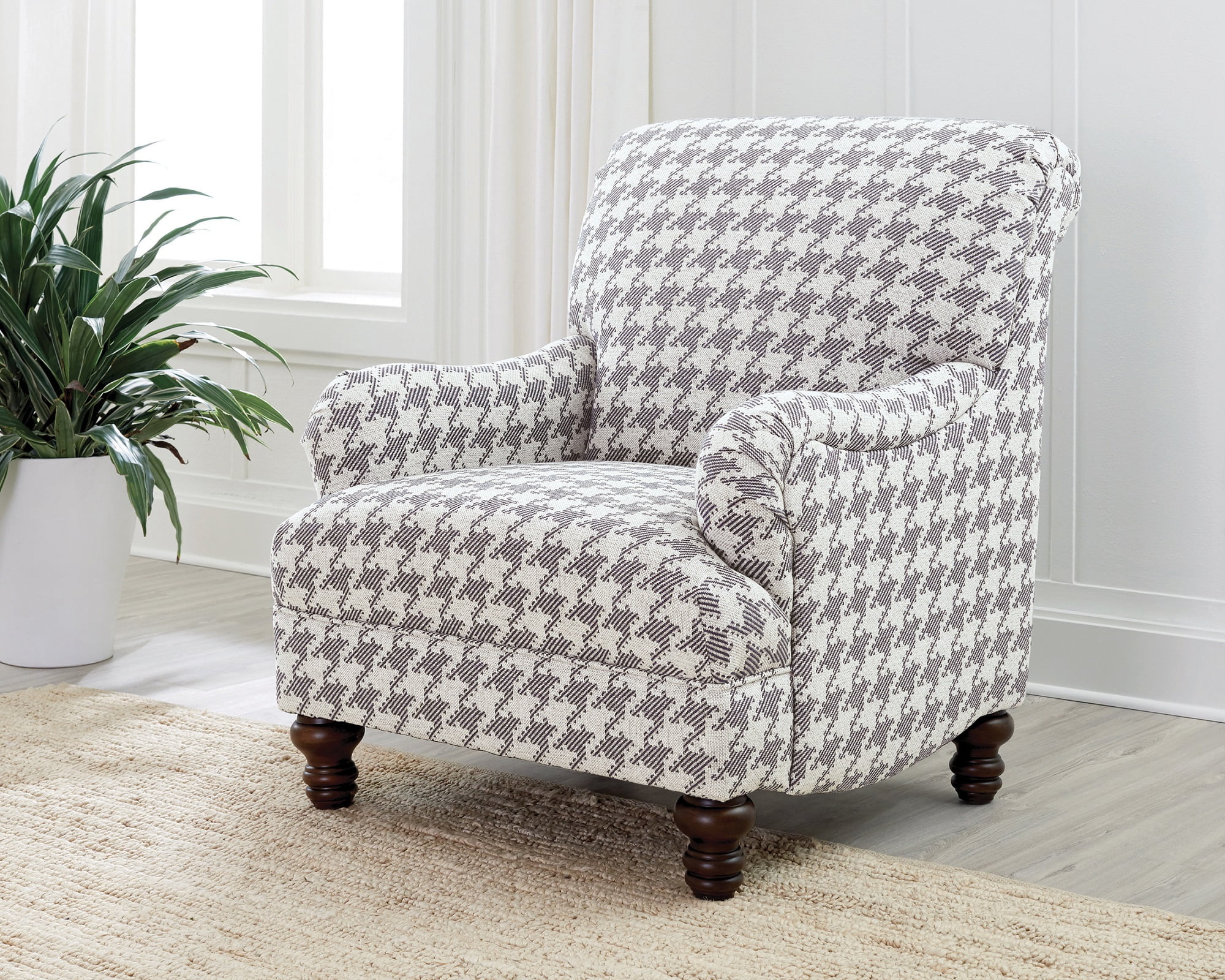 Coaster Company Glenn Upholstered Light Grey Houndstooth Accent Chair