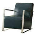 thumbnail image 4 of Benzara 35 Inch Wide Accent Armchair, Metal, Vegan Faux Leather, Blue, 4 of 5