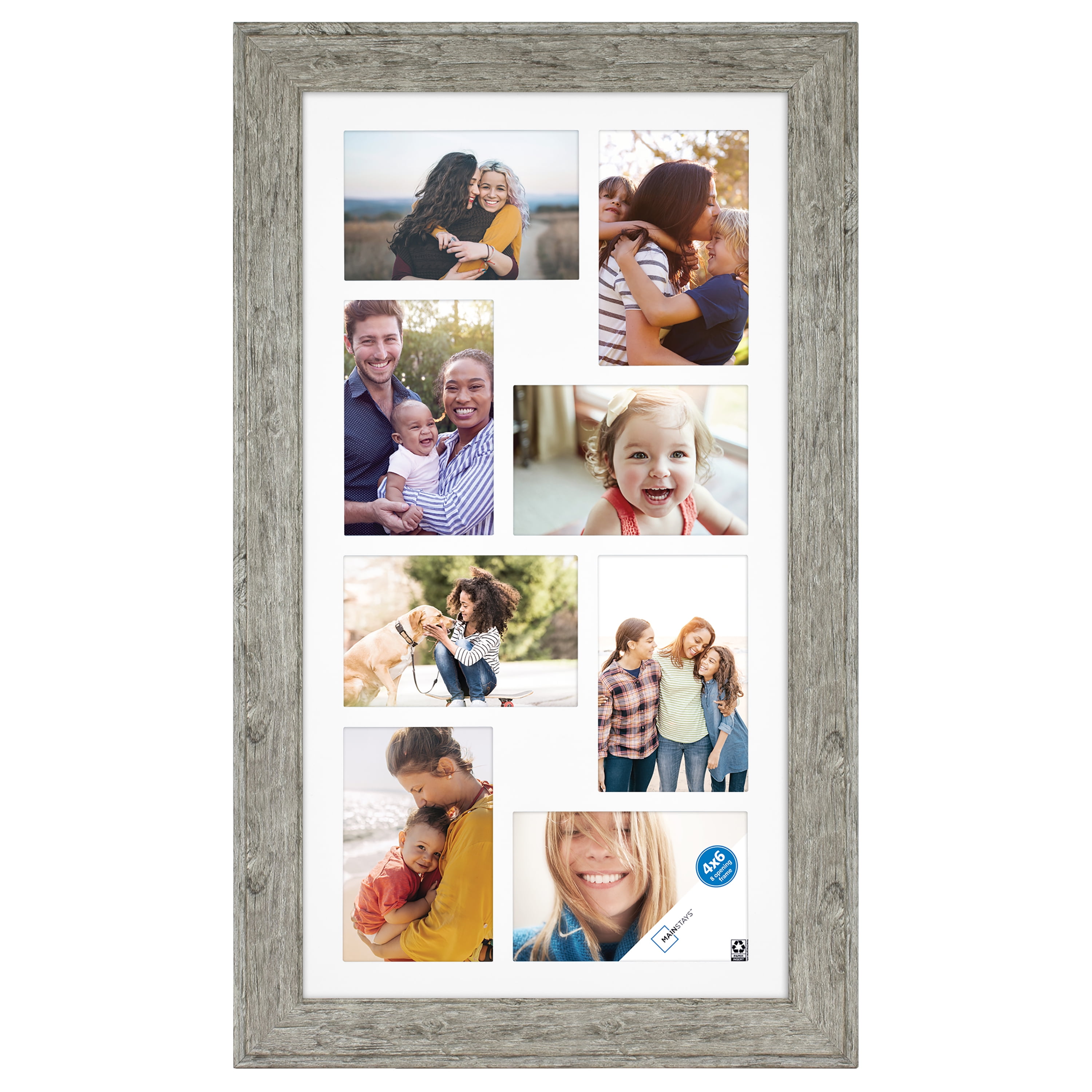 (4 pack) Mainstays – 4x6 Picture Frame – Rustic Bevel 8 Photo Collage Wall Photo Frame