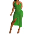 thumbnail image 2 of Women'S Hollowed Out Hanging Neck Dress Sexy Slim Knitted Jacquard Sleeveless Dress, 2 of 2