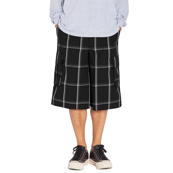 Hat and Beyond Men's Trendy Plaid Button Pocket Casual Loose Cargo Shorts