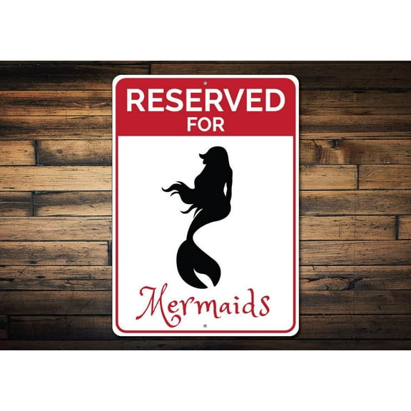 Reserved Mermaids Parking Novelty Sign, Metal Wall Decor - 10x14 inches