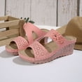 thumbnail image 4 of Viluyesy Women's Wedge Sandals, Soft Sole Floral Hollow Peep Toe New Style Slip-On Platform Shoes Pink 7.5, 4 of 9