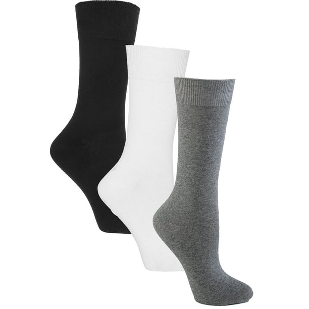 Sugar Free Sox Womens Flat Knit Crew Diabetic Socks 3 Pack Sock