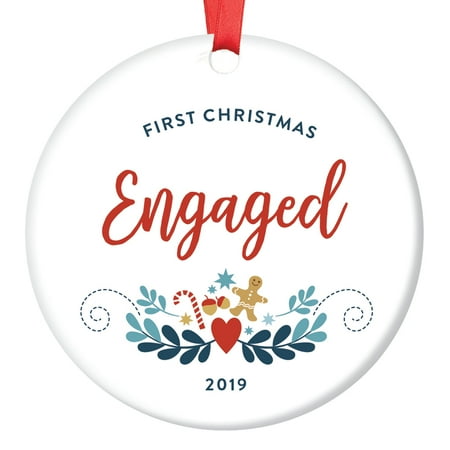 107 Days Until Christmas First Christmas Engaged Ornament 2019 Engagement Bridal Shower Bachelorette Party Gifts Days Until Wedding Countdown Presents Cute Farmhouse Gingerbread 3