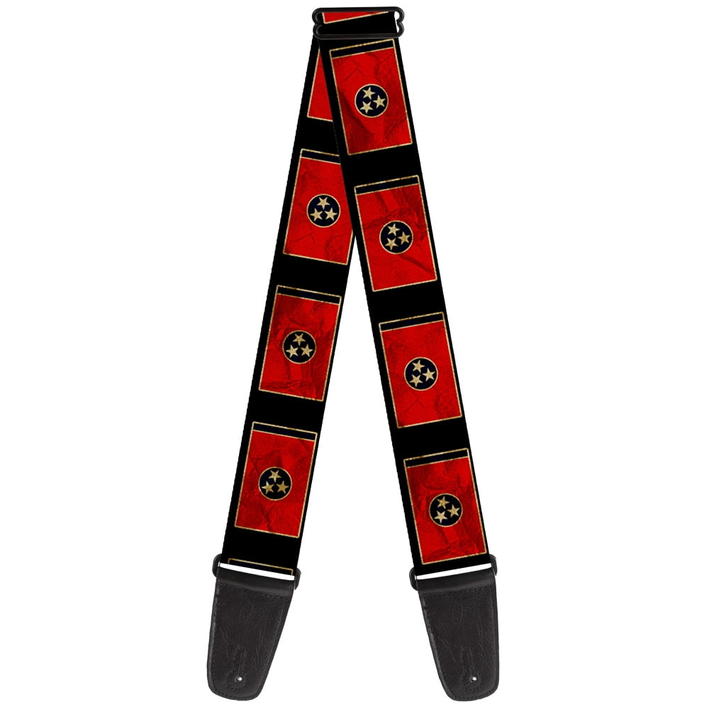 Buckle-Down Guitar Strap, Tennessee Flag Black Distressed, 2 Inches Wide