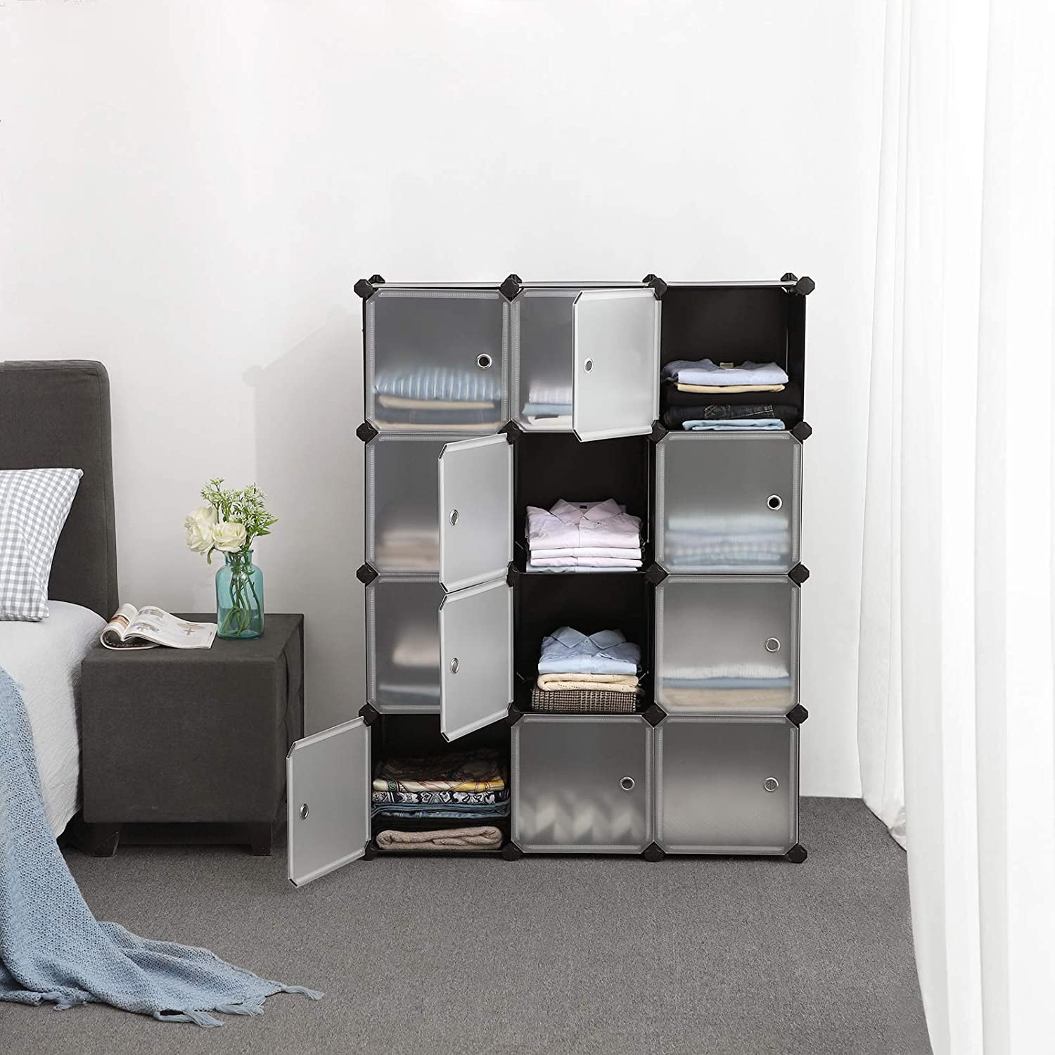 SONGMICS Cube Storage Organizer, 12-Cube Storage Shelves, Black