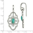 thumbnail image 4 of Chisel Stainless Steel Polished Imitation Turquoise and CZ Dangle Shepherd Hook Earrings, 4 of 4