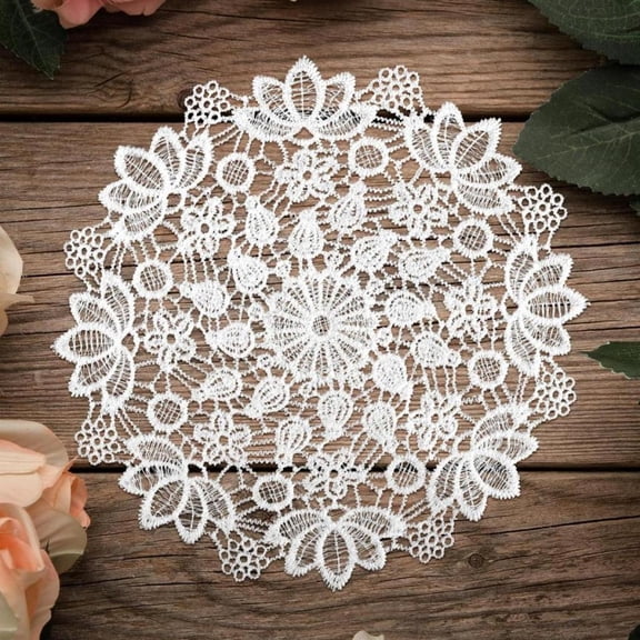RotHome Lace Doilies Round Placemats Vintage Crochet Design 8 Inch Cotton Linen Handmade Single Piece for Table Centerpiece Dining Room Decor Wedding Rustic