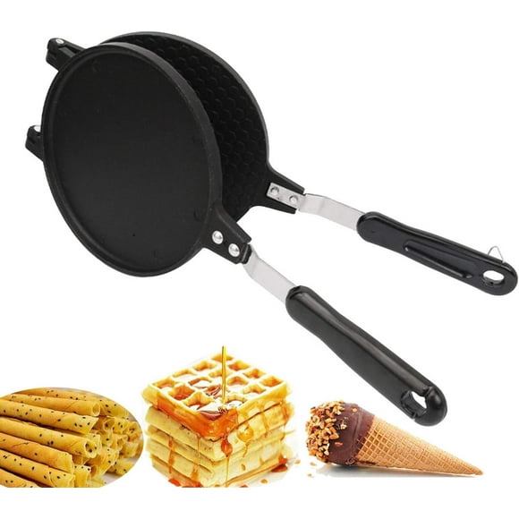 Waffle Cone Maker, Waffle Irons Baking Pan, Double Sided Pancake Maker Multifunctional Crisp Omelet Pan Egg Roll Maker Machine - 6.7 Inches