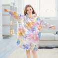 thumbnail image 5 of Dailycode Wearable Blanket Hoodie Oversized Sherpa Flannel Blankets with Pocket for 3-14 Year Old Soft Watercolor Flower, 5 of 7