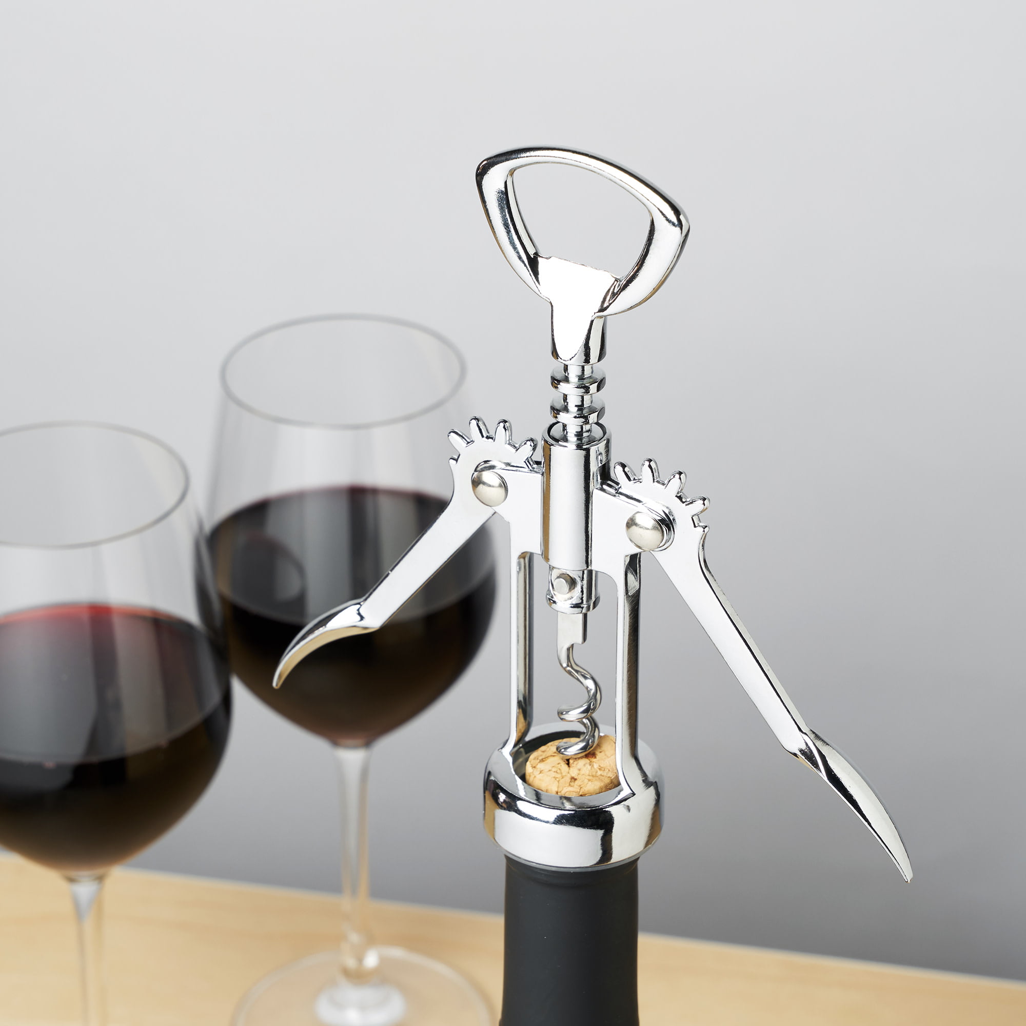 True Spiral Winged Corkscrew, Self Centering Worm, Bottle Opener, Rubber  Grip Arms, Silver Finish : Target
