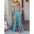 thumbnail image 6 of Women Wild Floral Print Backless Sexy Beach Bohemian Maxi Dress Lady High-Low Tassel Strapless Vacation Boho Dress, 6 of 6