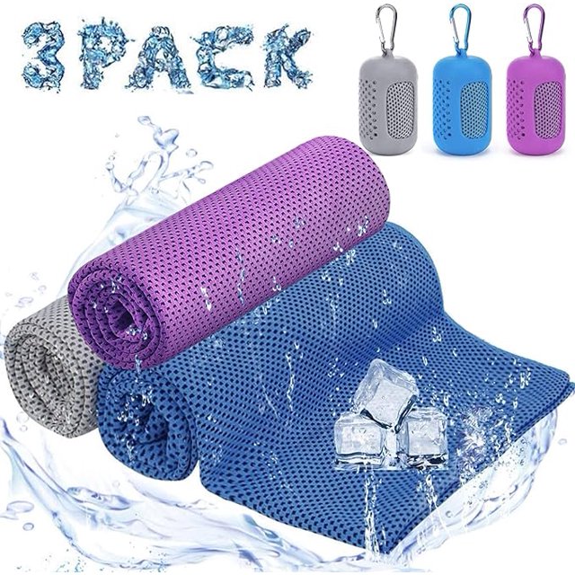 Serviette Rafraîchissante, Ensemble de 3, Serviettes de Sport en Microfibre, Rafraîchissante, Serviette Rafraîchissante à Séchage Rapide pour un Refroidissement Instantané, Serviette Glacée, Serviette Rafraîchissante pour Entraînement Physique, Sport, Voyage, Yoga