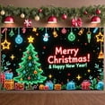 thumbnail image 6 of Neon Style Christmas Banner Christmas Tree Design New Year Banner Star Decoration Snowman Holiday Banner for Christmas Party New Year Celebration Indoor Decoration, 6 of 8
