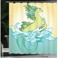 thumbnail image 4 of Ambesonne Japanese Shower Curtain, Pastel Tone Water Creature, 69"Wx75"L, Green Blue, 4 of 5