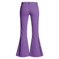 thumbnail image 6 of YaEYa Girls School Uniform Pant Striped Trim Slim Fit Bell Bottom Trousers Fitted Flare Leg Pants High Waist With Side Pocket Button Fly Trouser Preppy Outfit (Purple,11-12 Years), 6 of 7