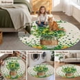 thumbnail image 5 of St. Patrick's Day Round Area Rug 7Ft Washable Circle Rugs for Dorm Laundry Room, Farmhouse Green Lucky Clovers Coin Non-Slip Carpet Floor Mats Indoor Outdoor Carpet Runner Aesthetic Home Decor, 5 of 8