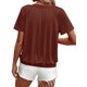 thumbnail image 3 of Camisetas Casuales de Verano para Mujer, Camisetas de Corta con Cuello en V, Color Marrón Oscuro, Talla S, 3 of 7