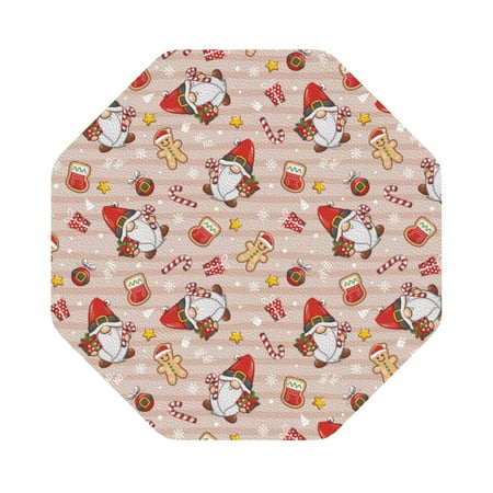 

Pofeuu Christmas Gnomes Santa Claus Print Leather Coasters Set of 6 Round Cups Mugs Mat Pad for Home Kitchen Heat Resistant Drink Coasters Octagon