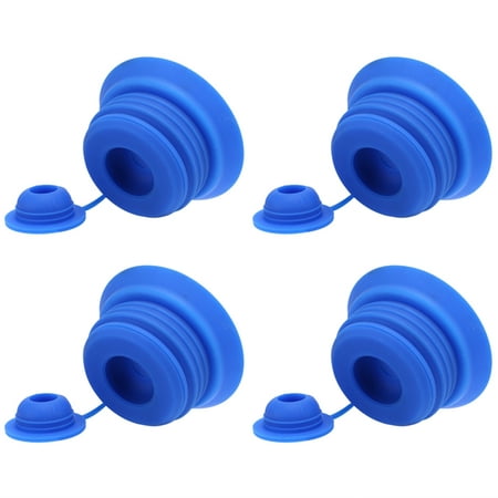 

4 Pack 5 Gallon Water Jug Cap Reusable Water Cap - Silicone No Spill Top Lid Cover for 55mm Bottles