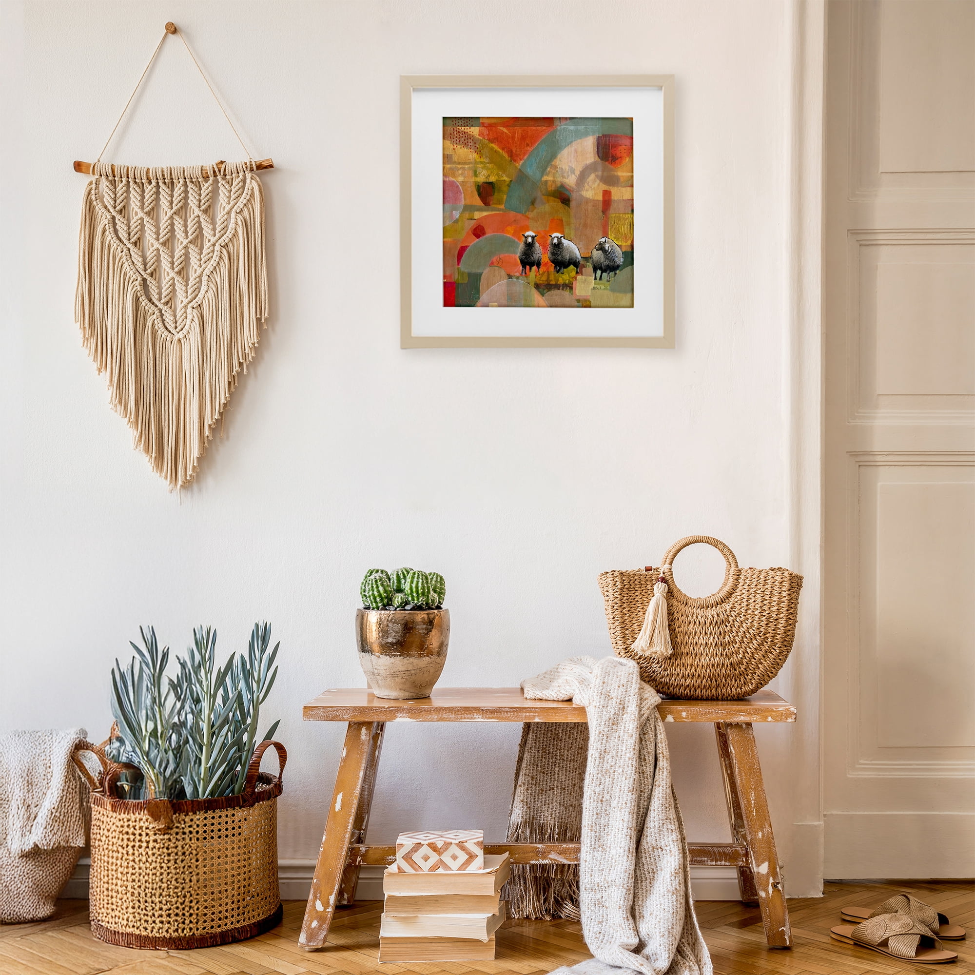 Stupell Industries Counting In My Sheep Birch Framed Print Under Glass, design by Dianna Fritzler
