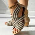 thumbnail image 3 of Mepaouo Women's Low Wedge Sandals Open Toe Fashion Dress Shoes Cross Strap Wedding Party Dancing Shoes, 3 of 8