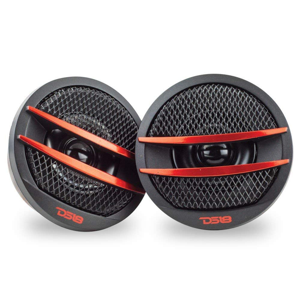 DS18 EN2T High Density A-Pillar Double Tweeter Pod with Pair of TX1R PEI Dome Ferrite Tweeters 1 Pod + 2 Tweeters Included Universal Mounting Options Great Tweeter Set for Cars and Trucks