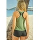 thumbnail image 4 of ABPHQTO Traje de baño tankini deportivo con espalda cruzada de color sólido de 3 piezas verde para mujer, 4 of 5