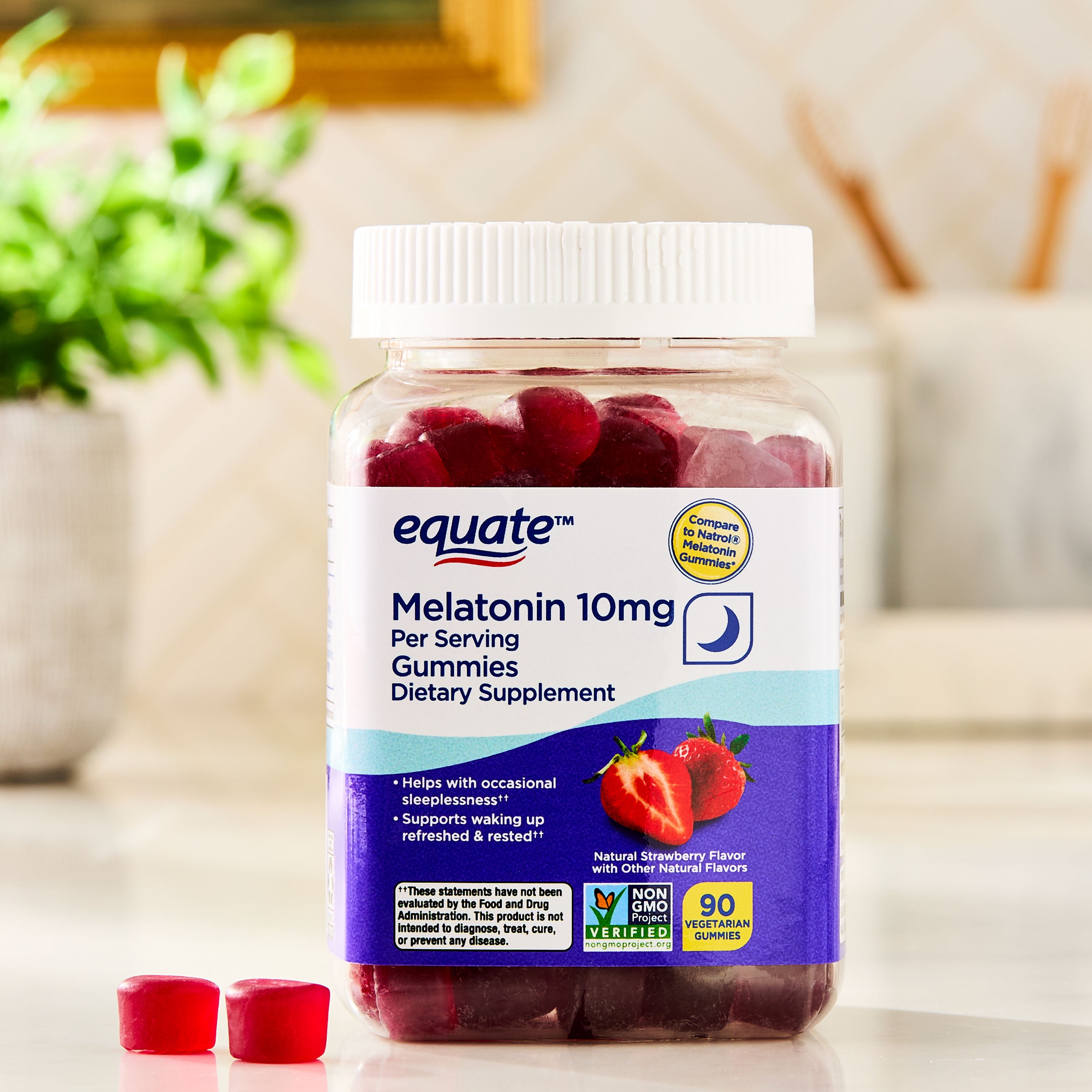 Equate Melatonin Dietary Supplement, 10 mg, 90 Vegetarian Gummies, Compare to Natrol Melatonin Gummies