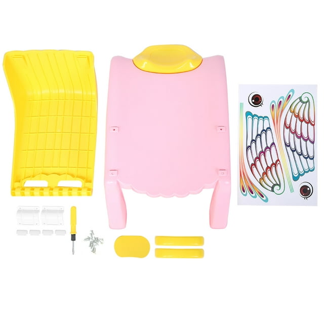 Silla plegable para champú para niños, ajustable, con dibujos animados, color rosa